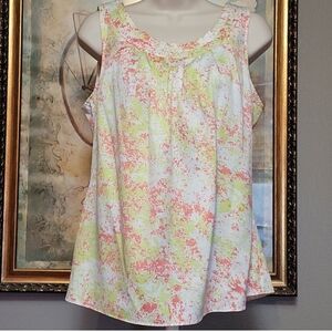 Anne Klein Cream and Pink Sleeveless Blouse Medium